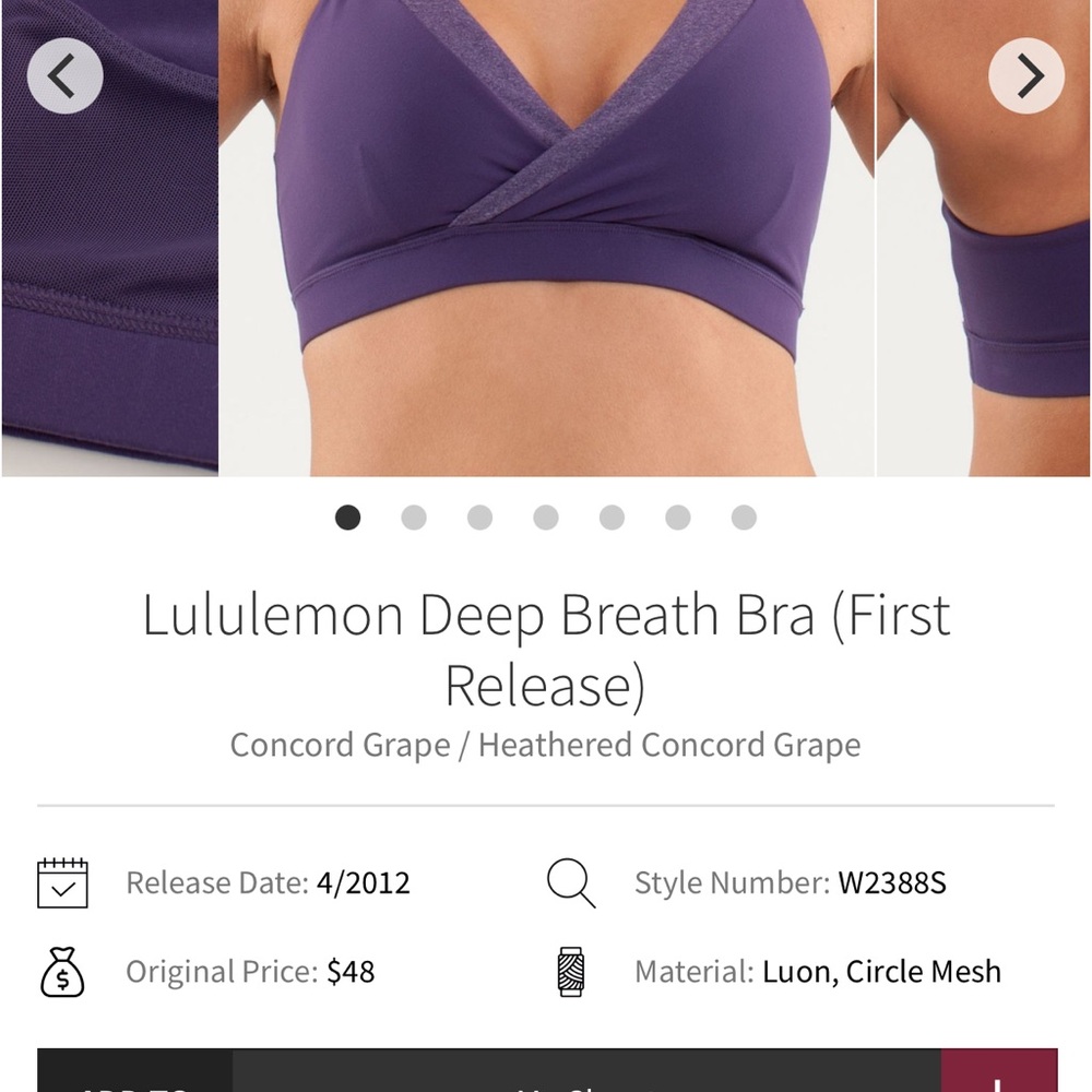 lululemon athletica Concord Grape Deep Breath Bra